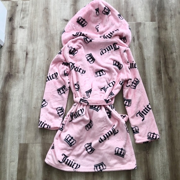 Juicy Couture, Womens, Plush, Shawl, Collar Robe, Pink, Crown Logo, Size S, NEW - Picture 7 of 13